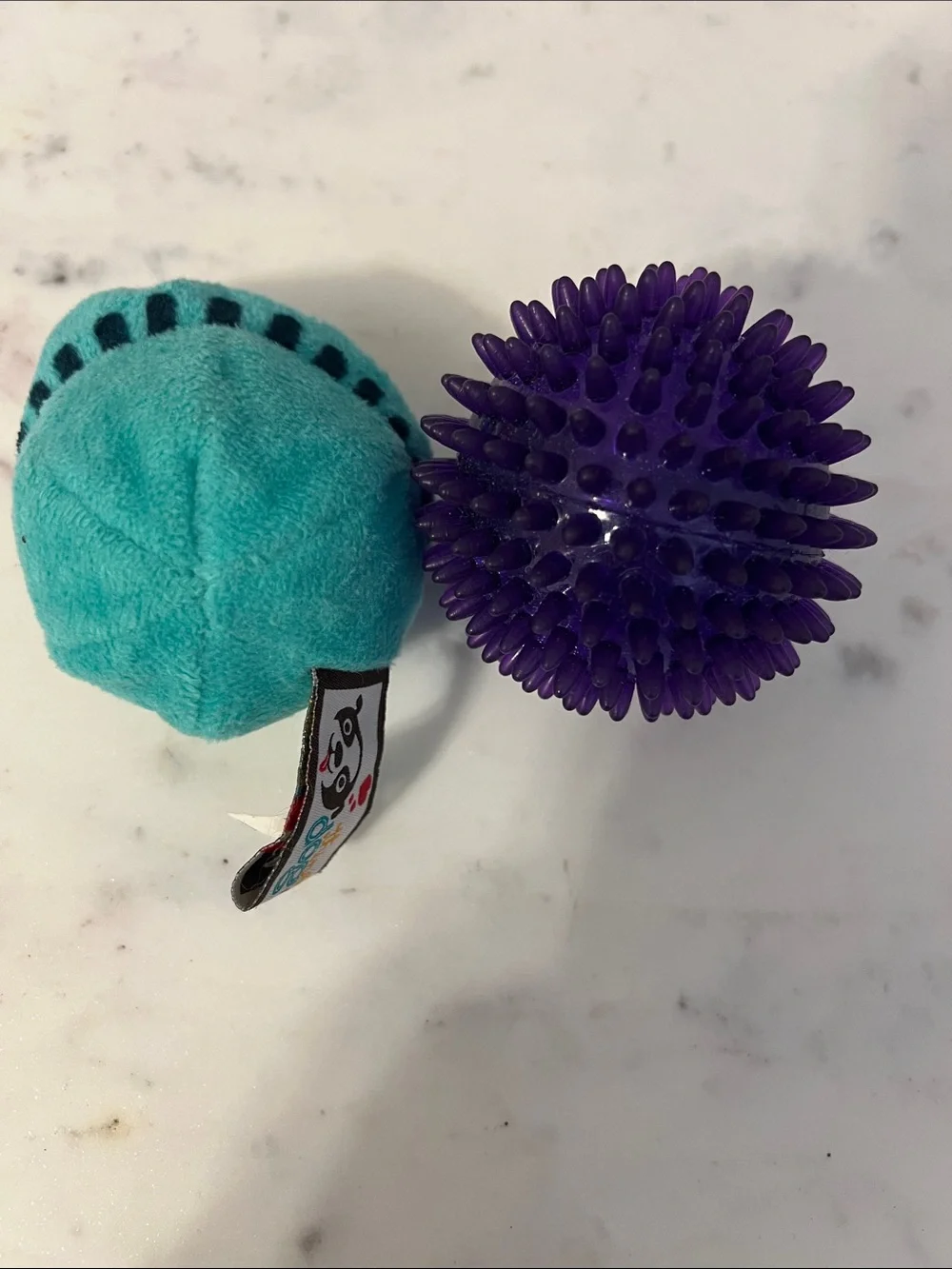 Teal Plush Puff & Purple Spiky Ball